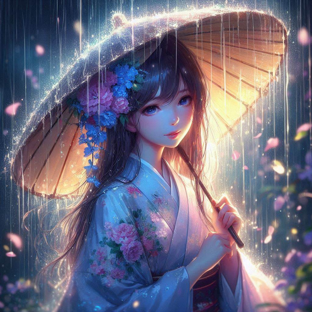 A Symphony of Serenity: The Enchanting Beauty of a Girl in the Rain